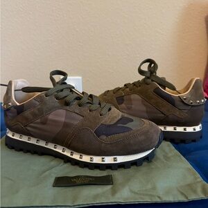 Valentino Rockstud Camouflage Sneakers